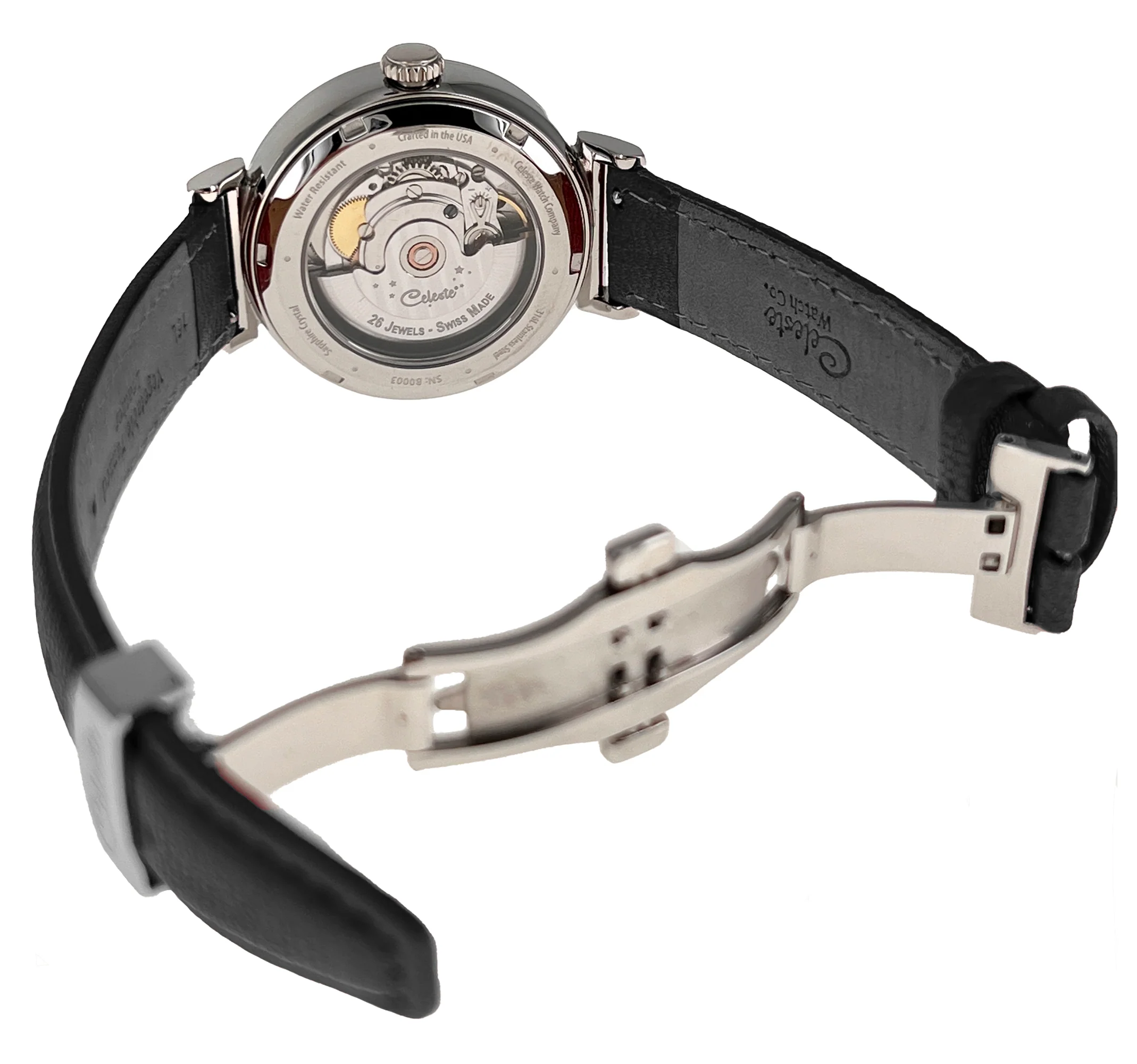 Cloisonné Black Swan by Merry-Lee Rae - 38mm Swiss Automatic thumbnail 3