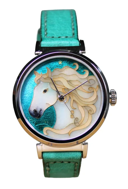 Cloisonné Horse "Destiny" by Merry-Lee Rae - 38mm Swiss Automatic