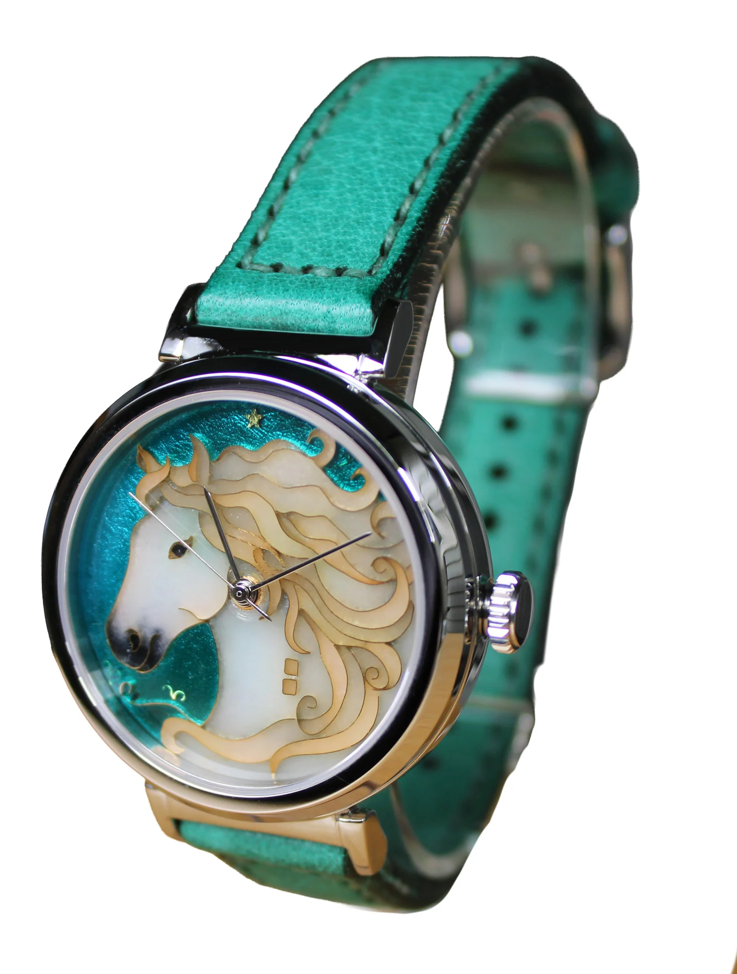 Cloisonné Horse "Destiny" by Merry-Lee Rae - 38mm Swiss Automatic thumbnail 2