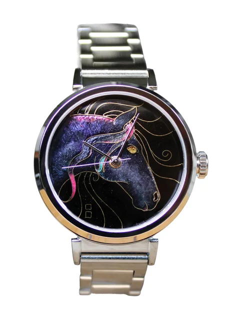 Cloisonné Horse "Fuji" by Merry-Lee Rae - 38mm Swiss Automatic