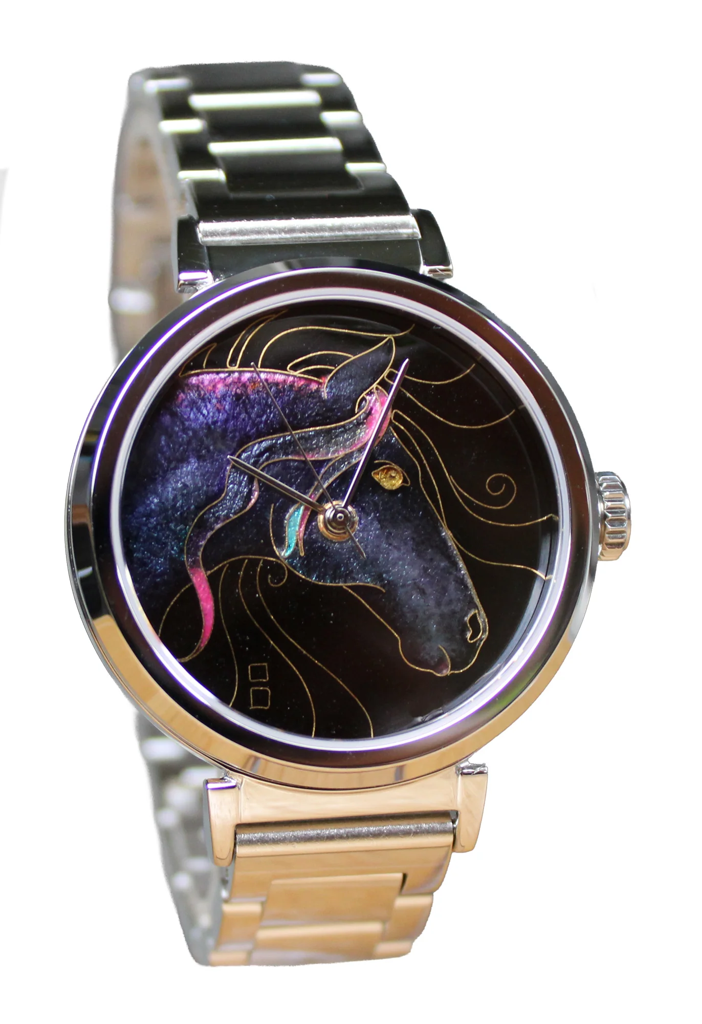 Cloisonné Horse "Fuji" by Merry-Lee Rae - 38mm Swiss Automatic thumbnail 2