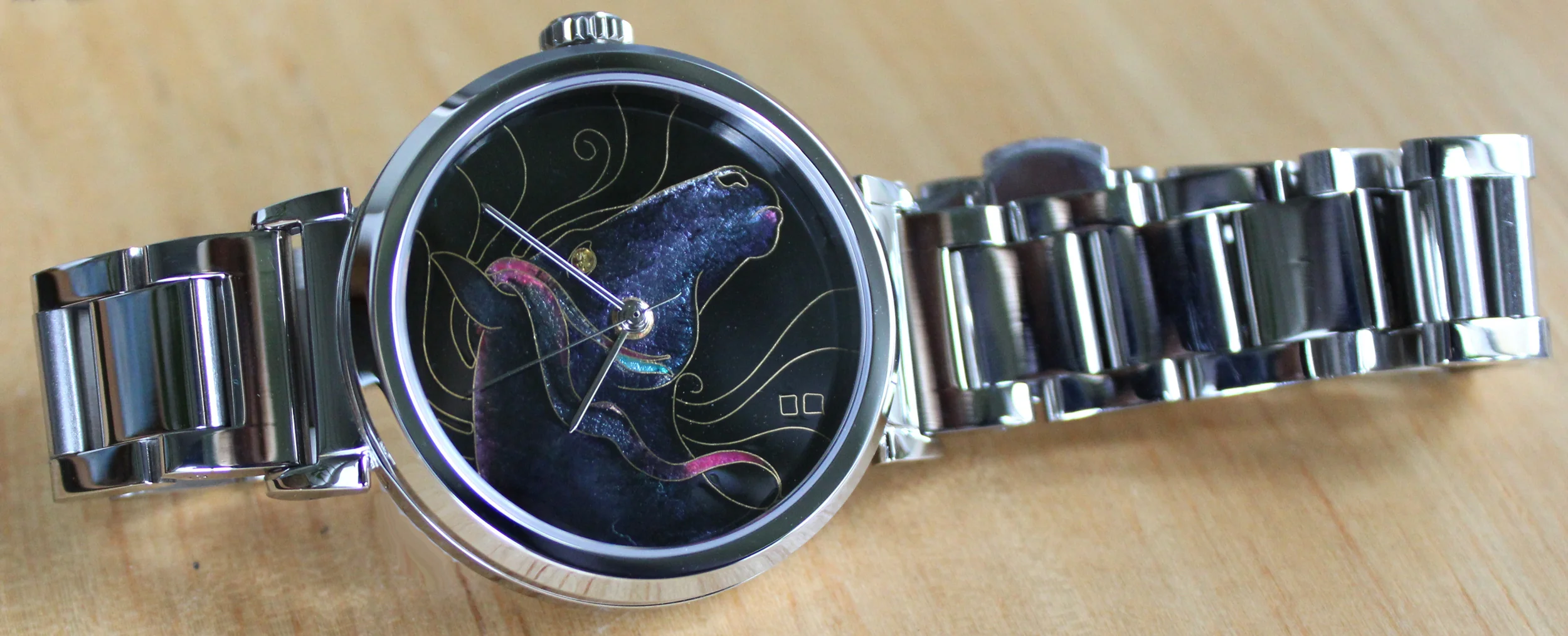 Cloisonné Horse "Fuji" by Merry-Lee Rae - 38mm Swiss Automatic thumbnail 3