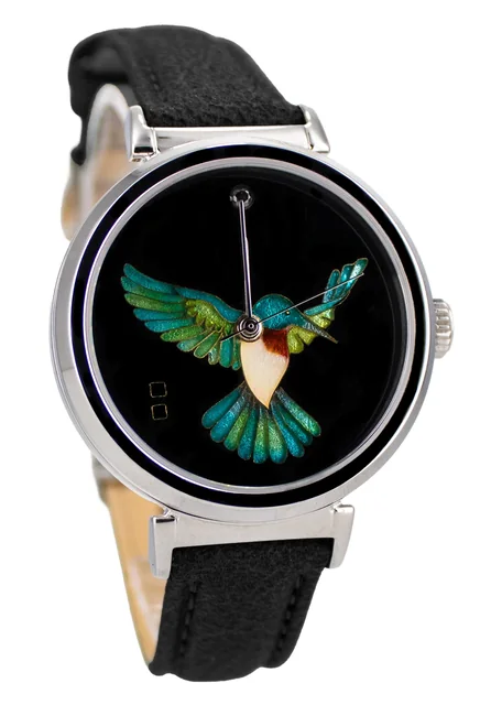 Cloisonné Hummingbird by Merry-Lee Rae - 38mm Swiss Automatic
