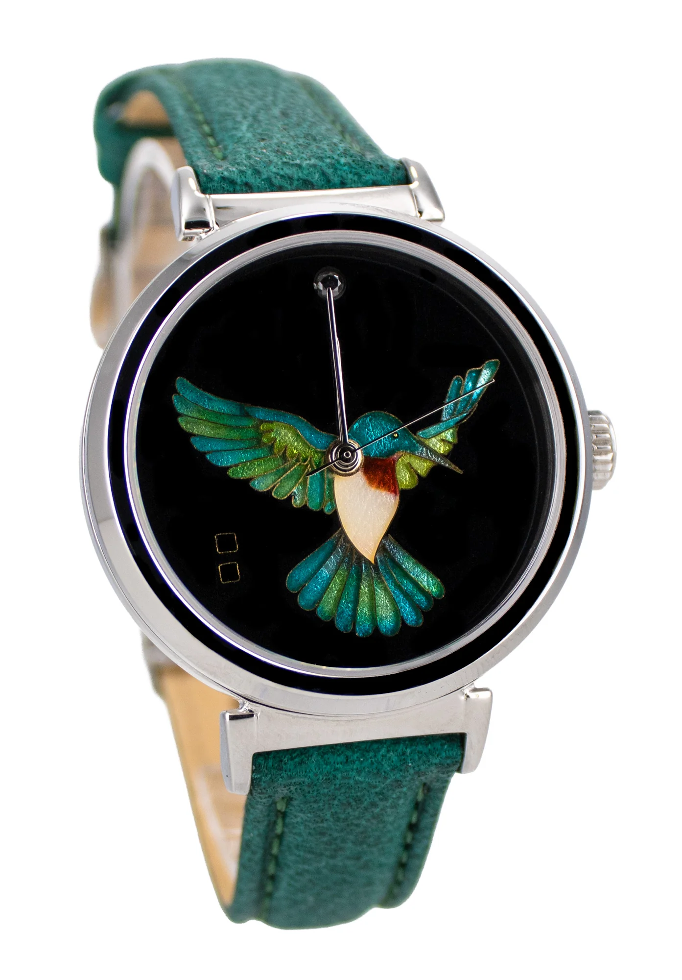 Cloisonné Hummingbird by Merry-Lee Rae - 38mm Swiss Automatic thumbnail 2