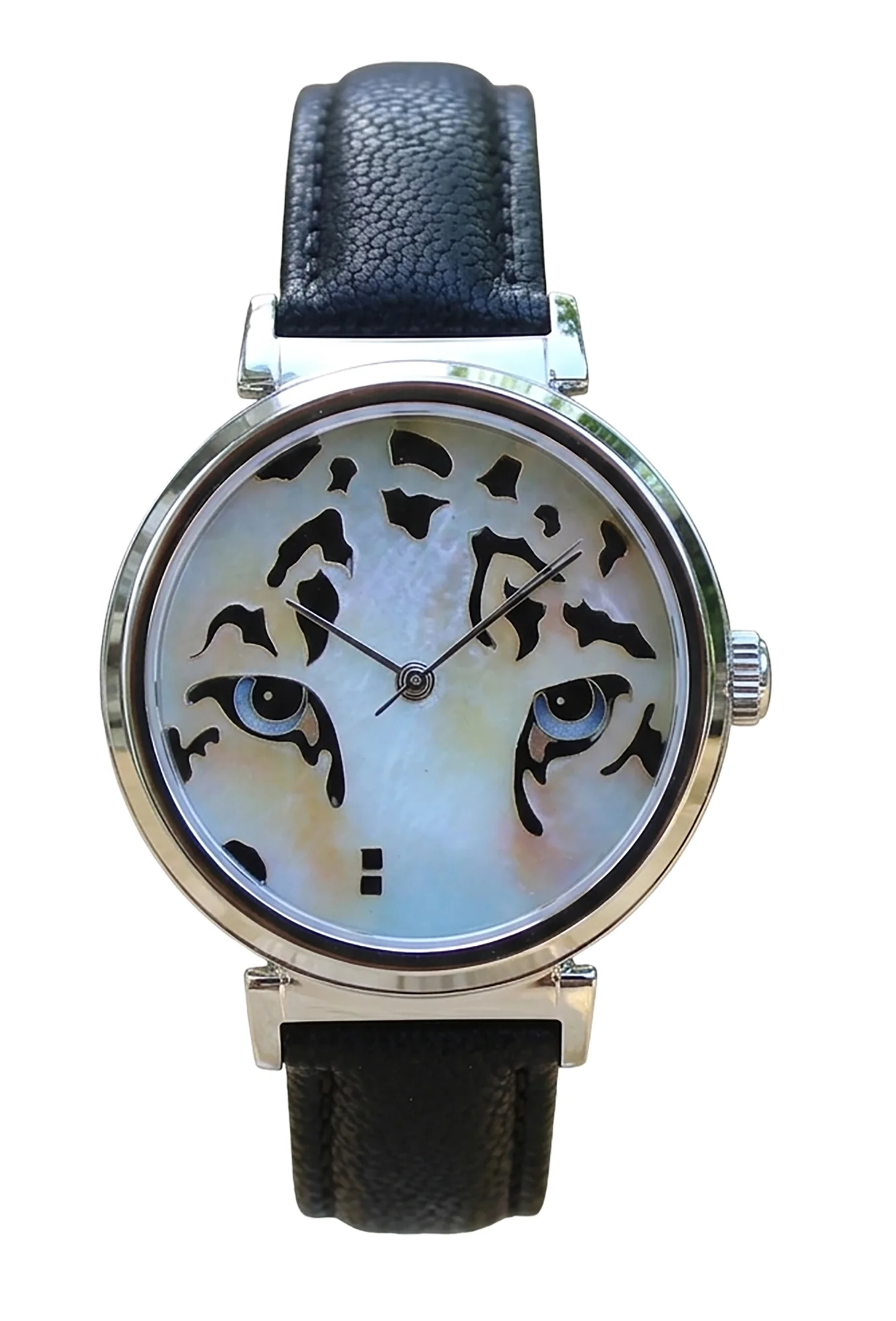 Cloisonné Snow Leopard by Merry-Lee Rae - 38mm Swiss Automatic selected view