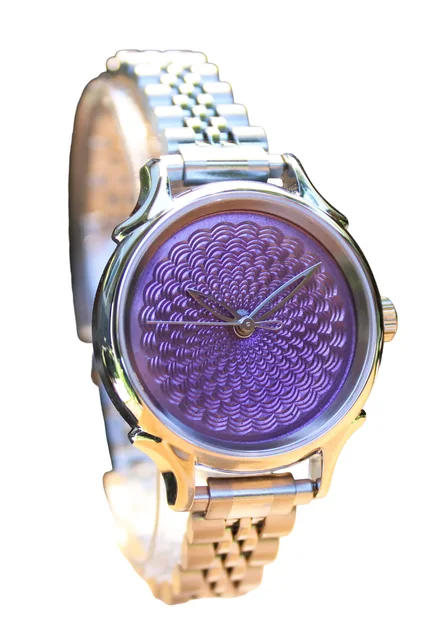 Hand Turned Enamel Guilloché - Summer Grape by Rebecca Montgomery - 32mm Quartz