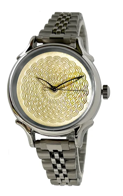 Hand Turned Enamel Guilloché - Honey Glow by Rebecca Montgomery - 32mm Quartz