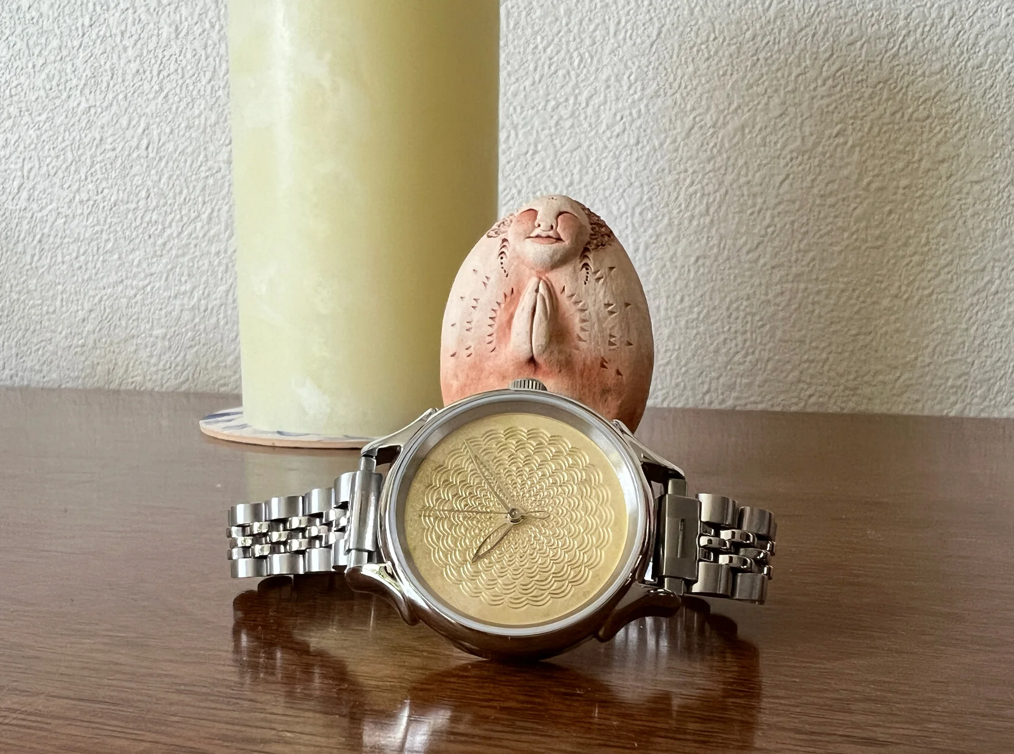Hand Turned Enamel Guilloché - Honey Glow by Rebecca Montgomery - 32mm Quartz thumbnail 2