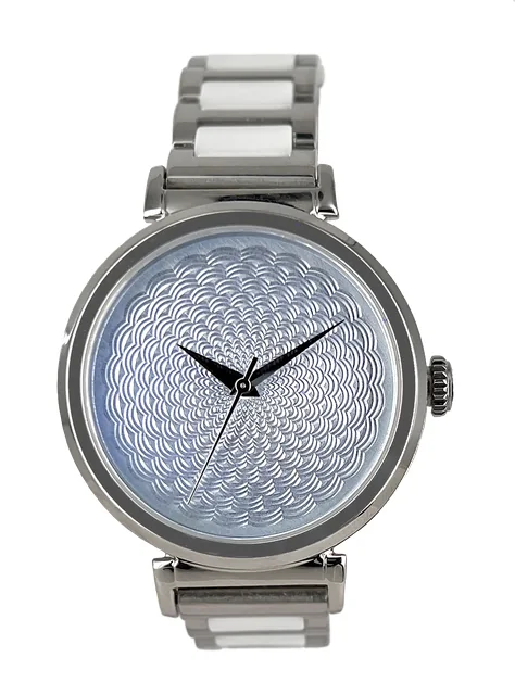 Hand Turned Enamel Guilloché - Ice by Rebecca Montgomery - 38mm Swiss Automatic