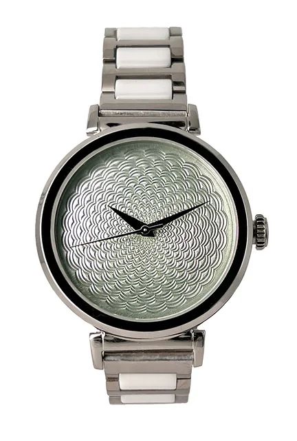 Hand Turned Enamel Guilloché - Moonstone by Rebecca Montgomery - 38mm Swiss Automatic