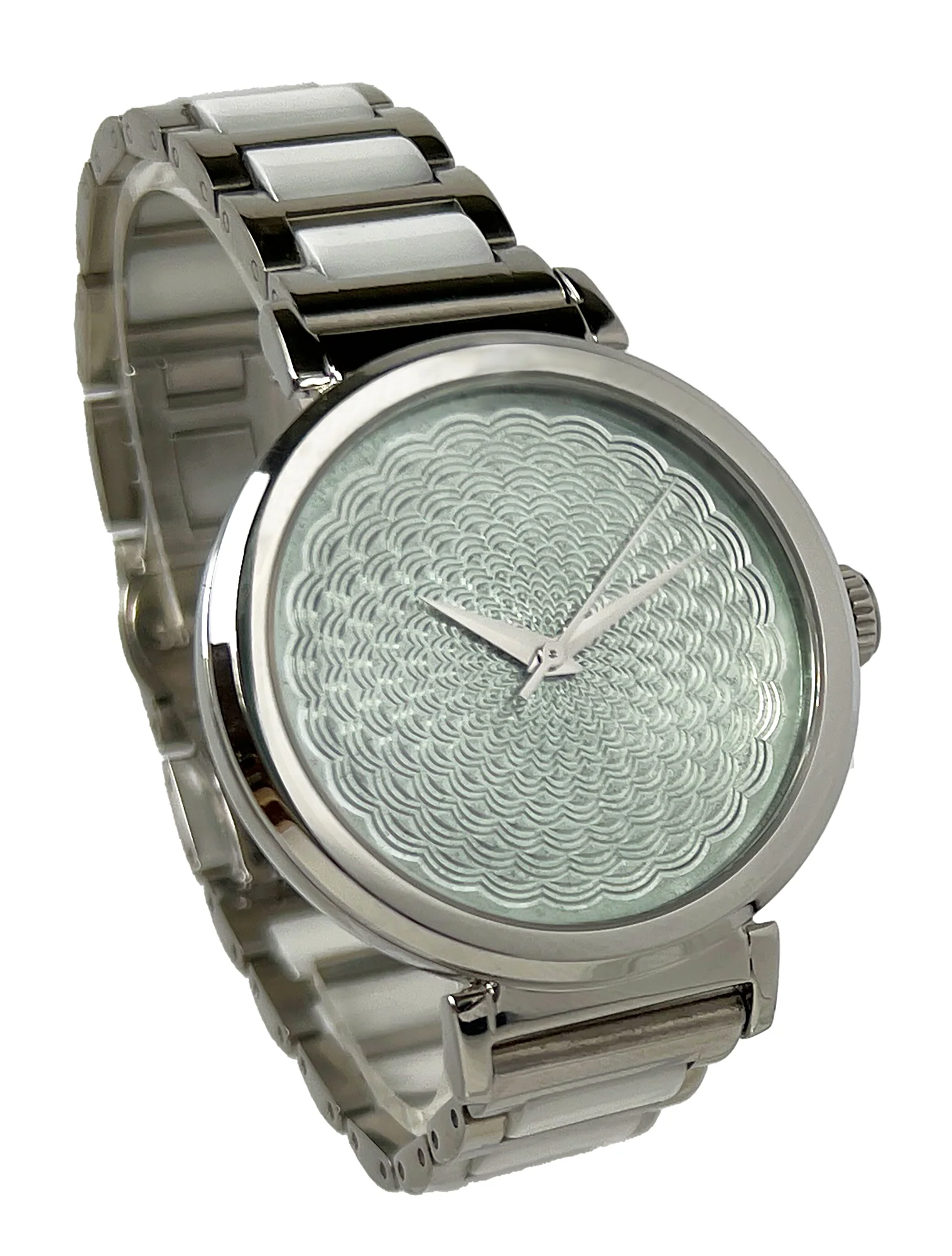 Hand Turned Enamel Guilloché - Moonstone by Rebecca Montgomery - 38mm Swiss Automatic thumbnail 2