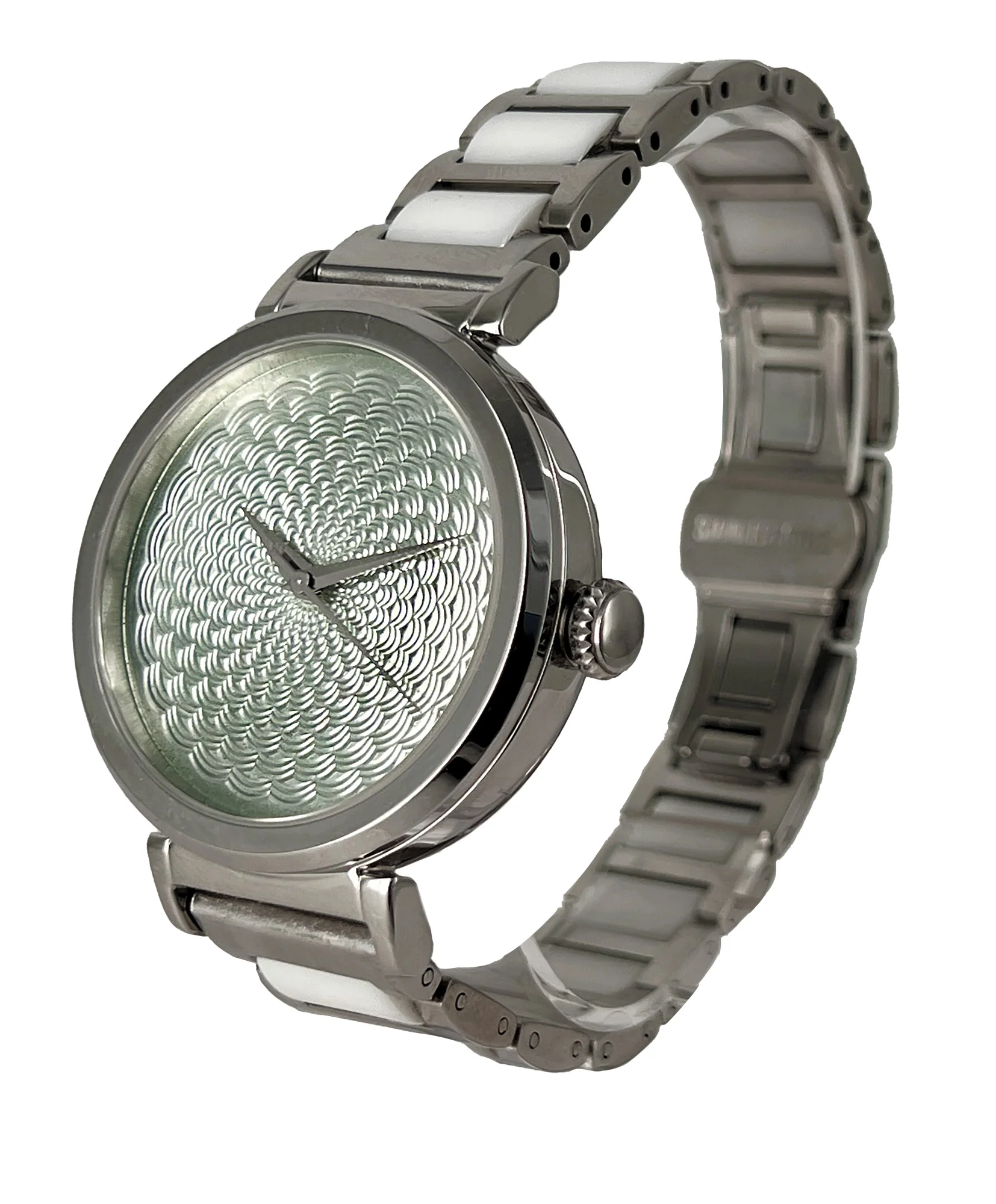 Hand Turned Enamel Guilloché - Moonstone by Rebecca Montgomery - 38mm Swiss Automatic thumbnail 3
