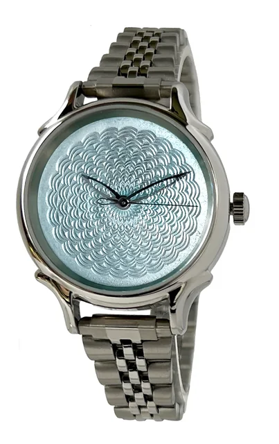 Hand Turned Enamel Guilloché - Sea Shimmer by Rebecca Montgomery - 32mm Quartz