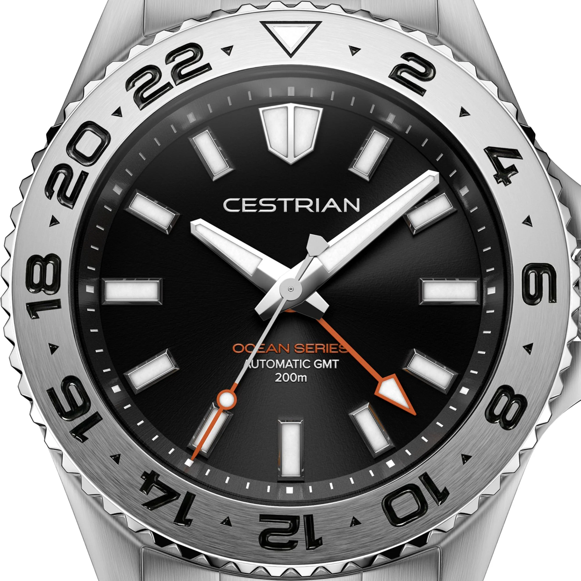 Cestrian Ocean Series GMT 42mm Black Dial Silicone Strap Automatic Men's Watch thumbnail 2