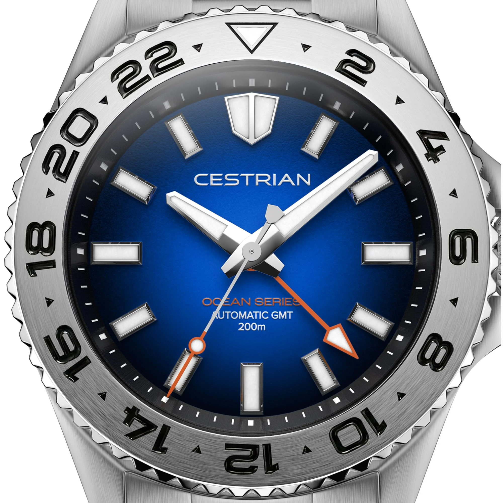 Cestrian Ocean Series GMT 42mm Blue Fumé Dial Steel Bracelet Automatic Men's Watch thumbnail 4