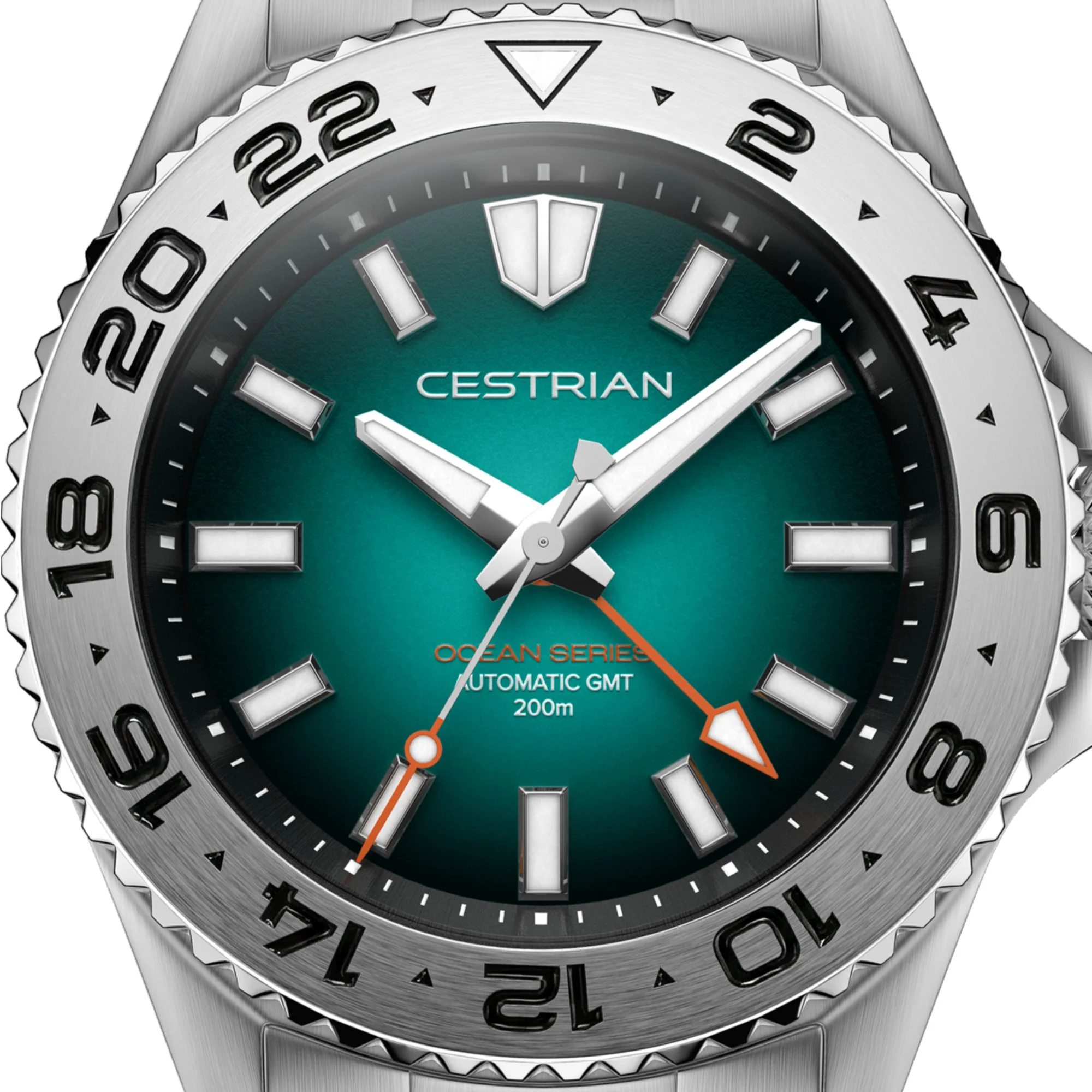 Cestrian Ocean Series GMT 42mm Green Fumé Dial Silicone Strap Automatic Men's Watch thumbnail 2