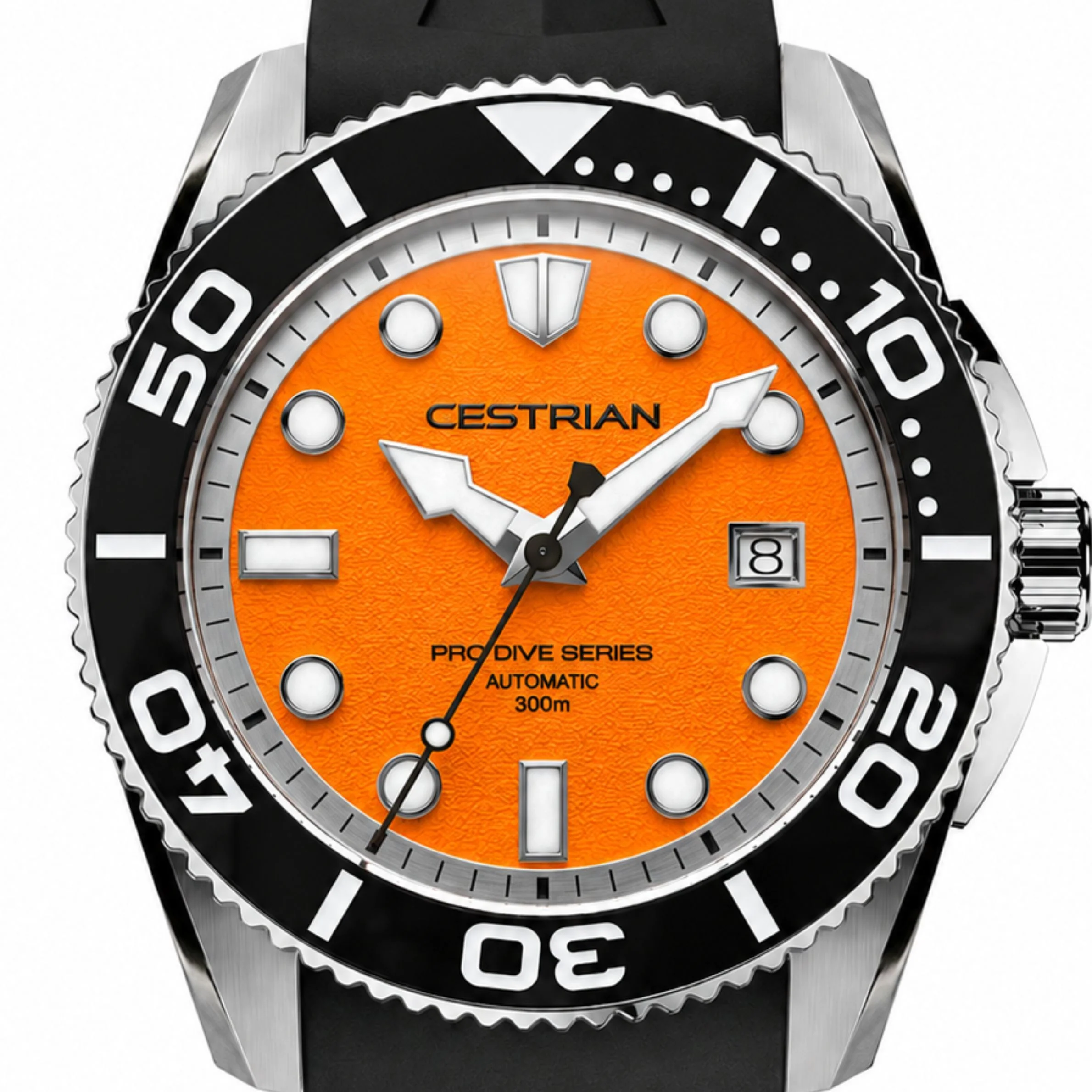 Cestrian Pro Dive Series 42mm Orange Dial Silicone Strap Automatic 300m Men's Watch thumbnail 3