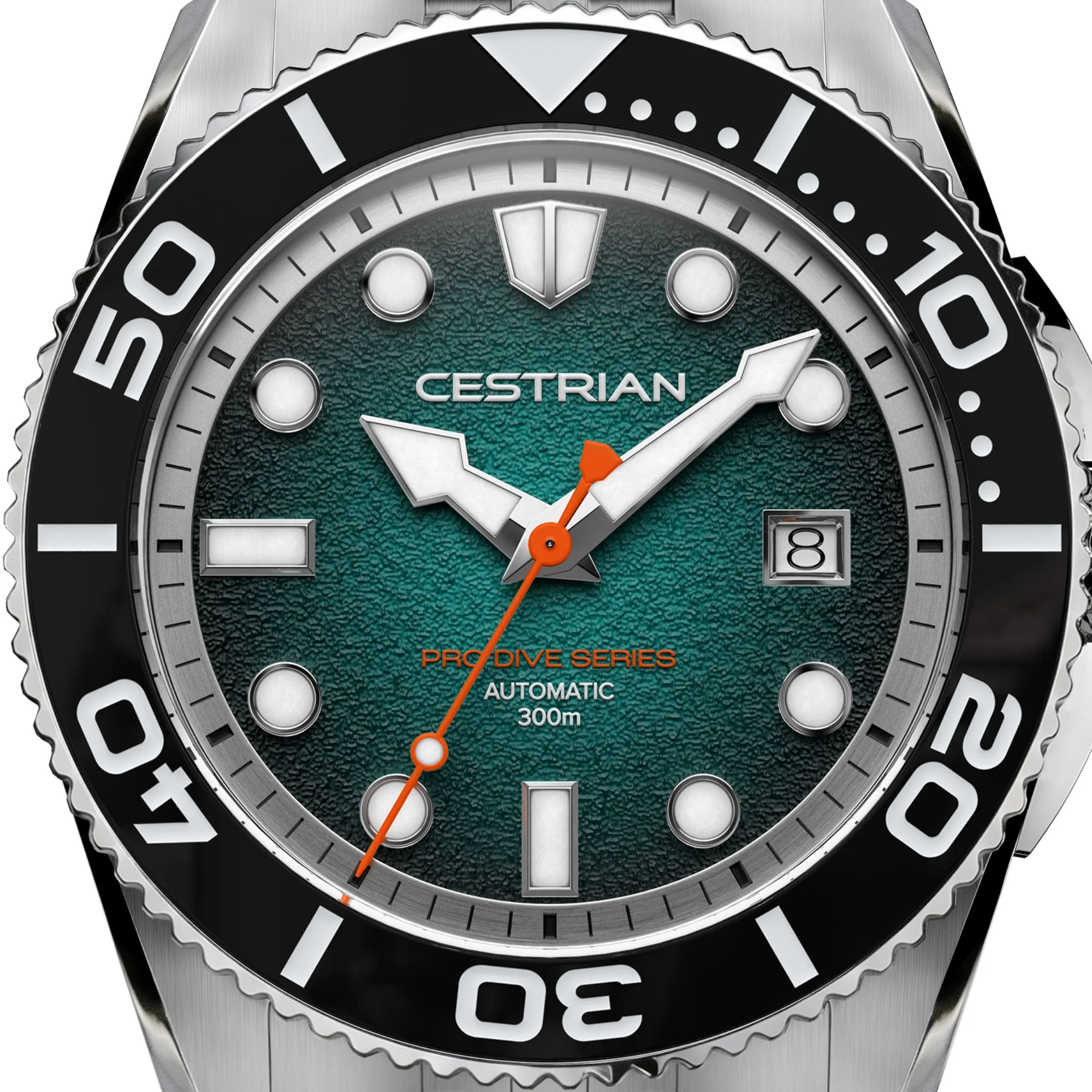 Cestrian Pro Dive Series 42mm Teal Fumé Dial Silicone Strap Automatic 300m Men's Watch thumbnail 2