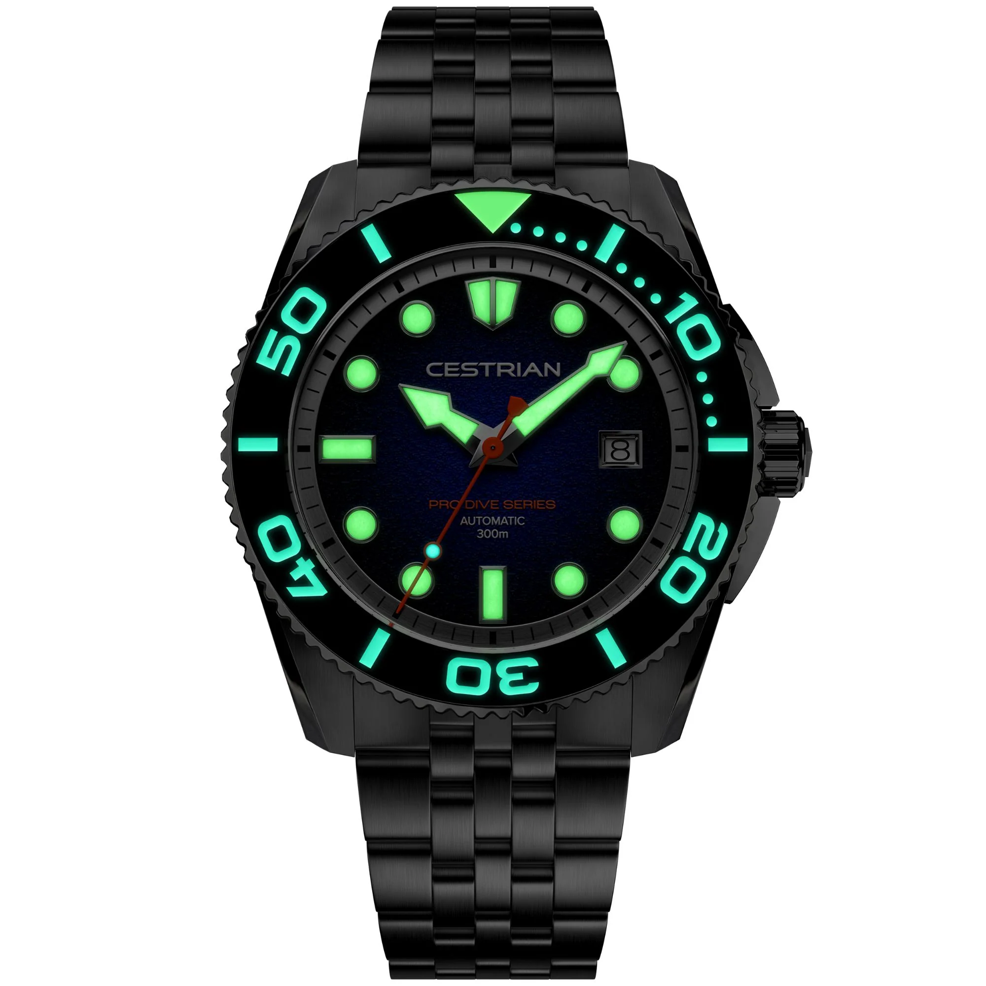 Cestrian Pro Dive Series 42mm Teal Fumé Dial Silicone Strap Automatic 300m Men's Watch thumbnail 4