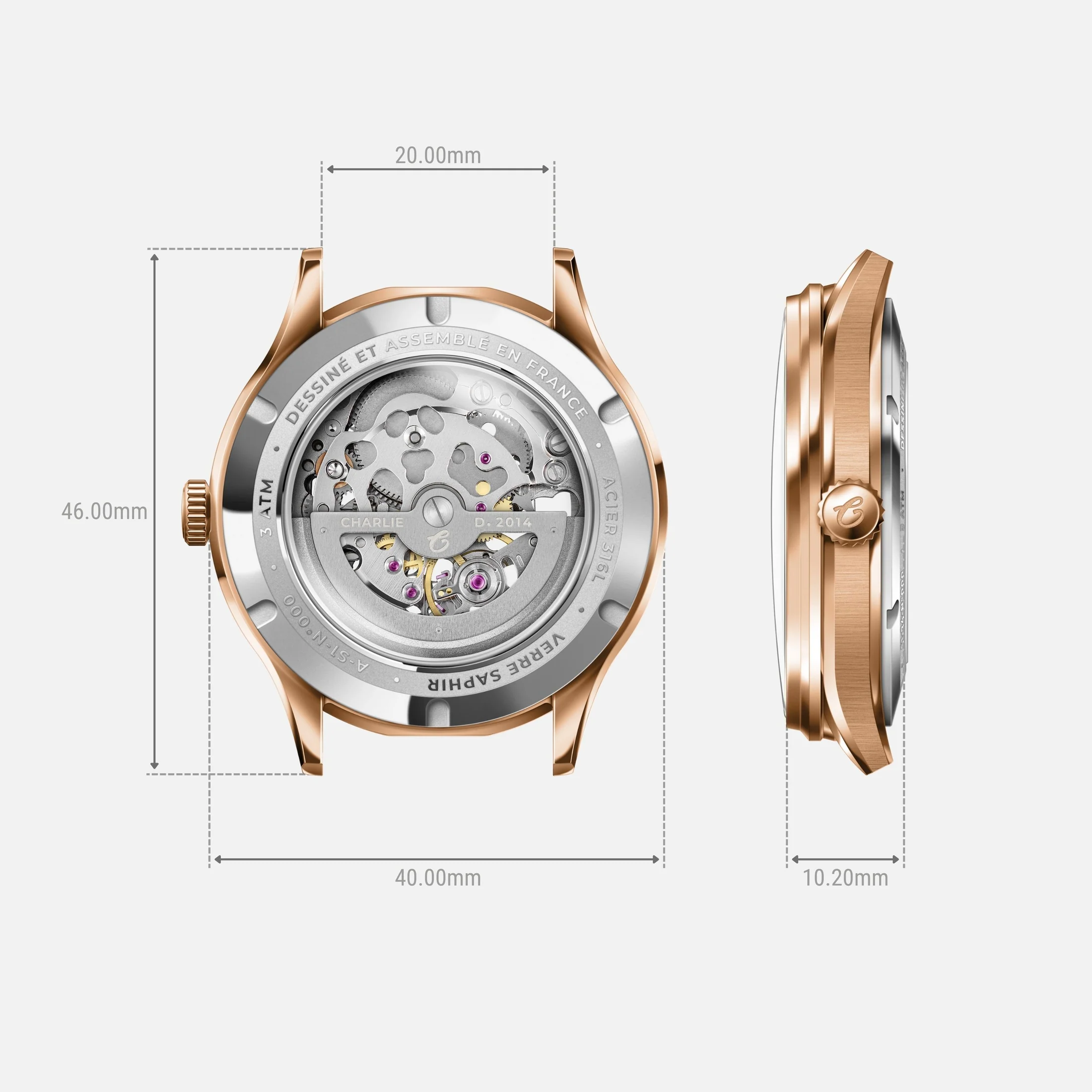 INITIAL - Skeleton - Rose Gold