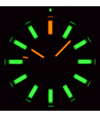 DAYNIGHT STEALTH OPS CARBON CASE BLACK DIAL GREEN/ORANGE FLAT TRITIUM TUBES AUTOMATIC WATCH SCREW DOWN CROWN thumbnail 2