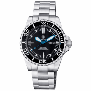 MASTER 2000 DAY DATE SWISS AUTO BLACK DIAL CLASSIC MINUTE MARKER BLUE HANDS