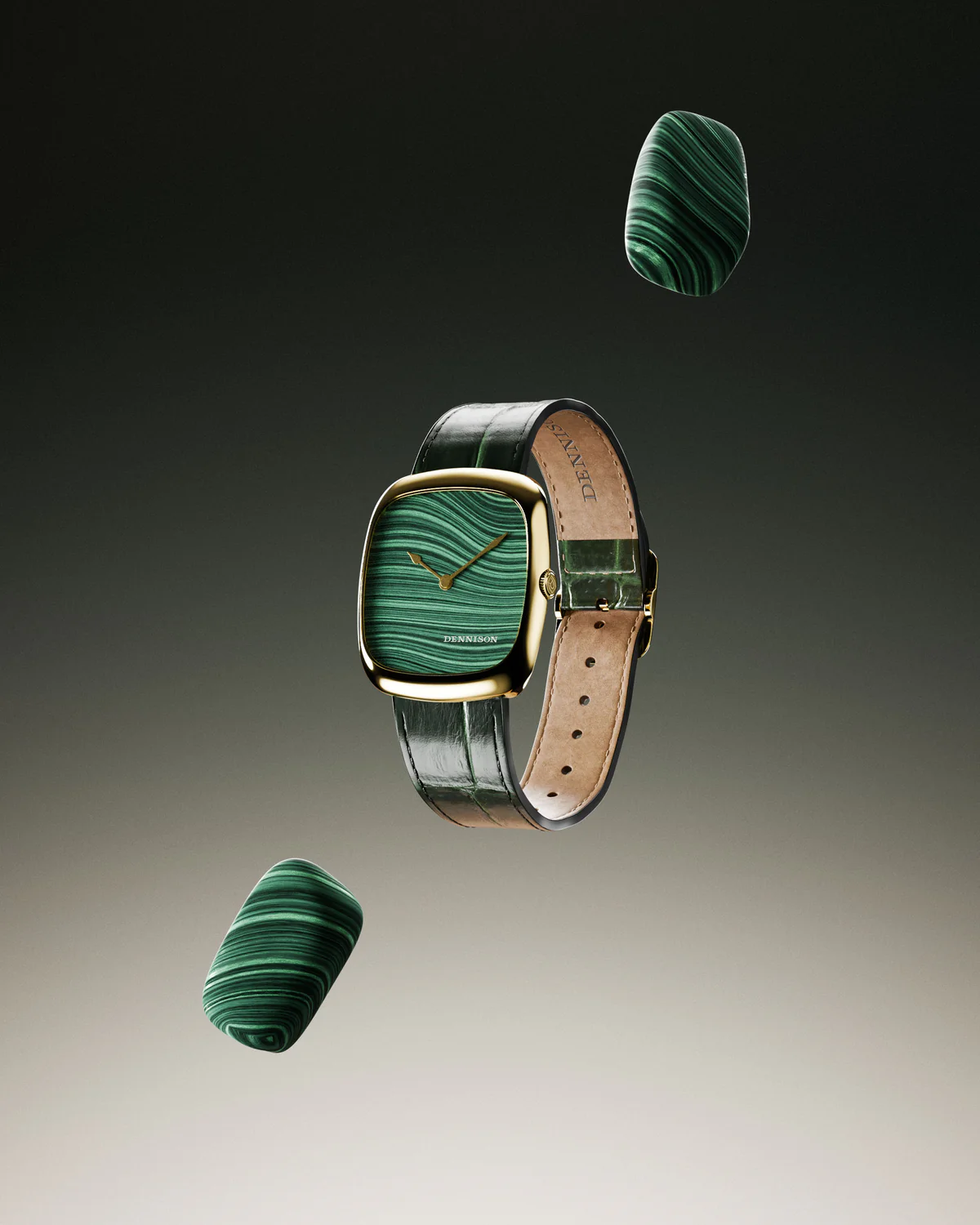 Natural Malachite Stone In Gold thumbnail 2