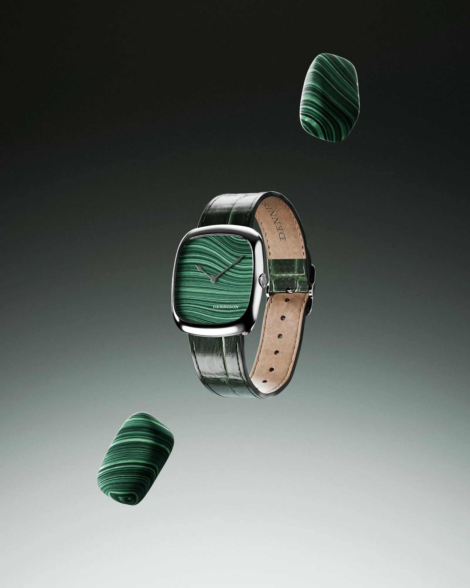 Natural Malachite Stone In Steel thumbnail 2