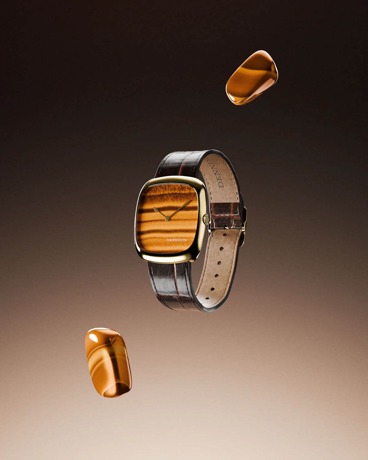 Natural Stone Tiger Eye In Gold thumbnail 2