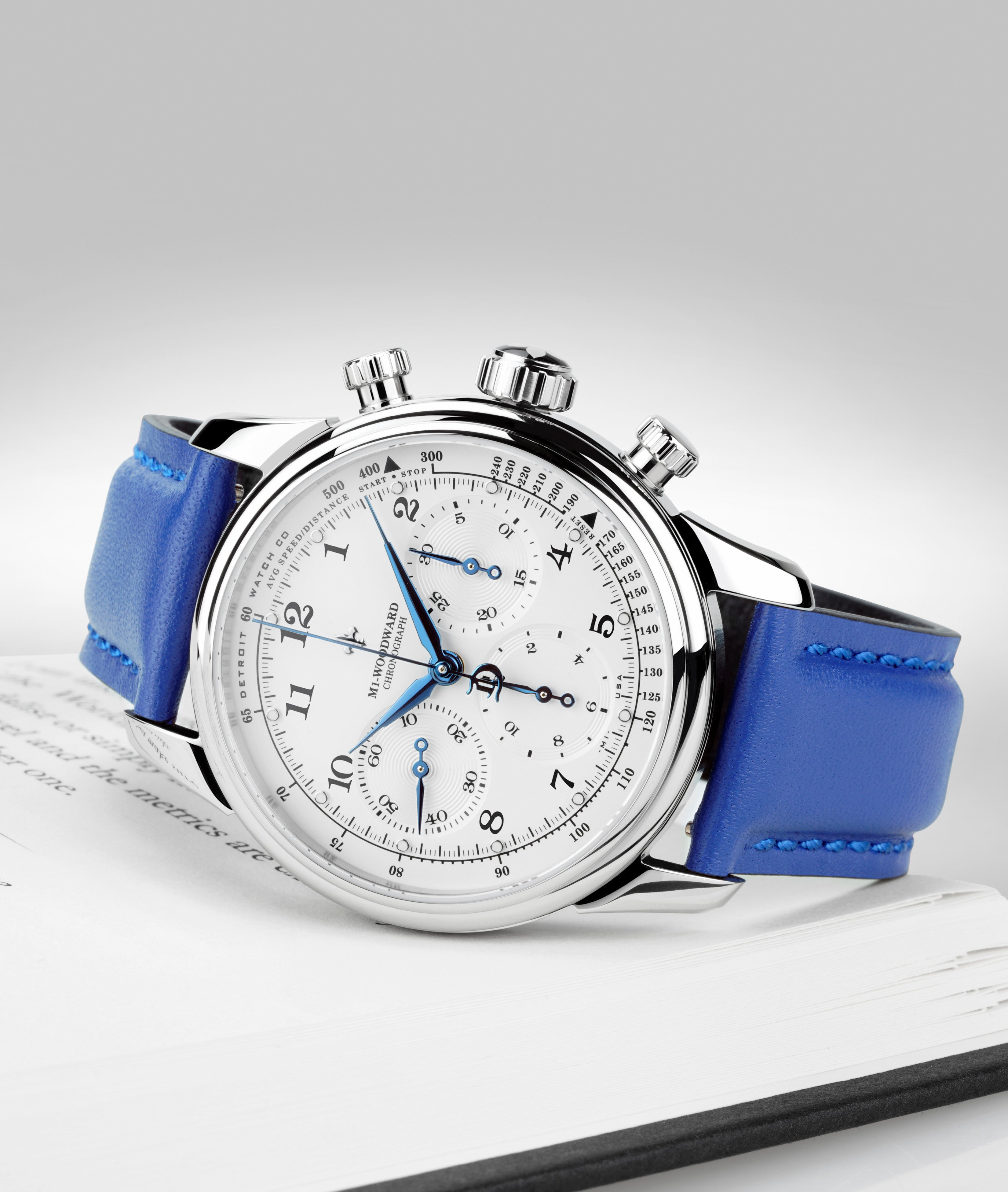 42mm M1-Woodward® Classic Arabic dial Chronograph Exhibition Blue Hands thumbnail 2