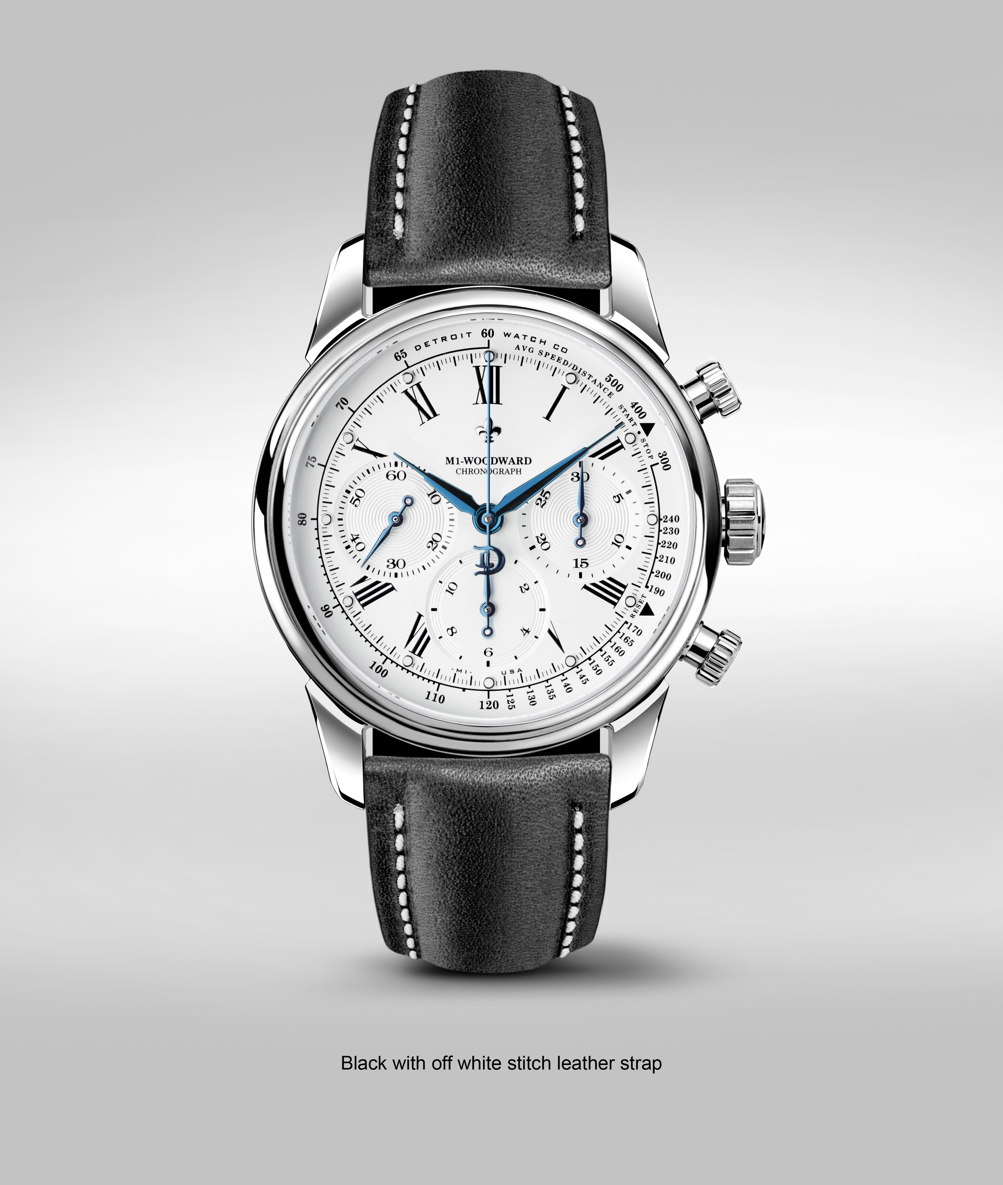 42mm M1-Woodward® Classic Roman Dial Chronograph Exhibition Blue Hands selected view