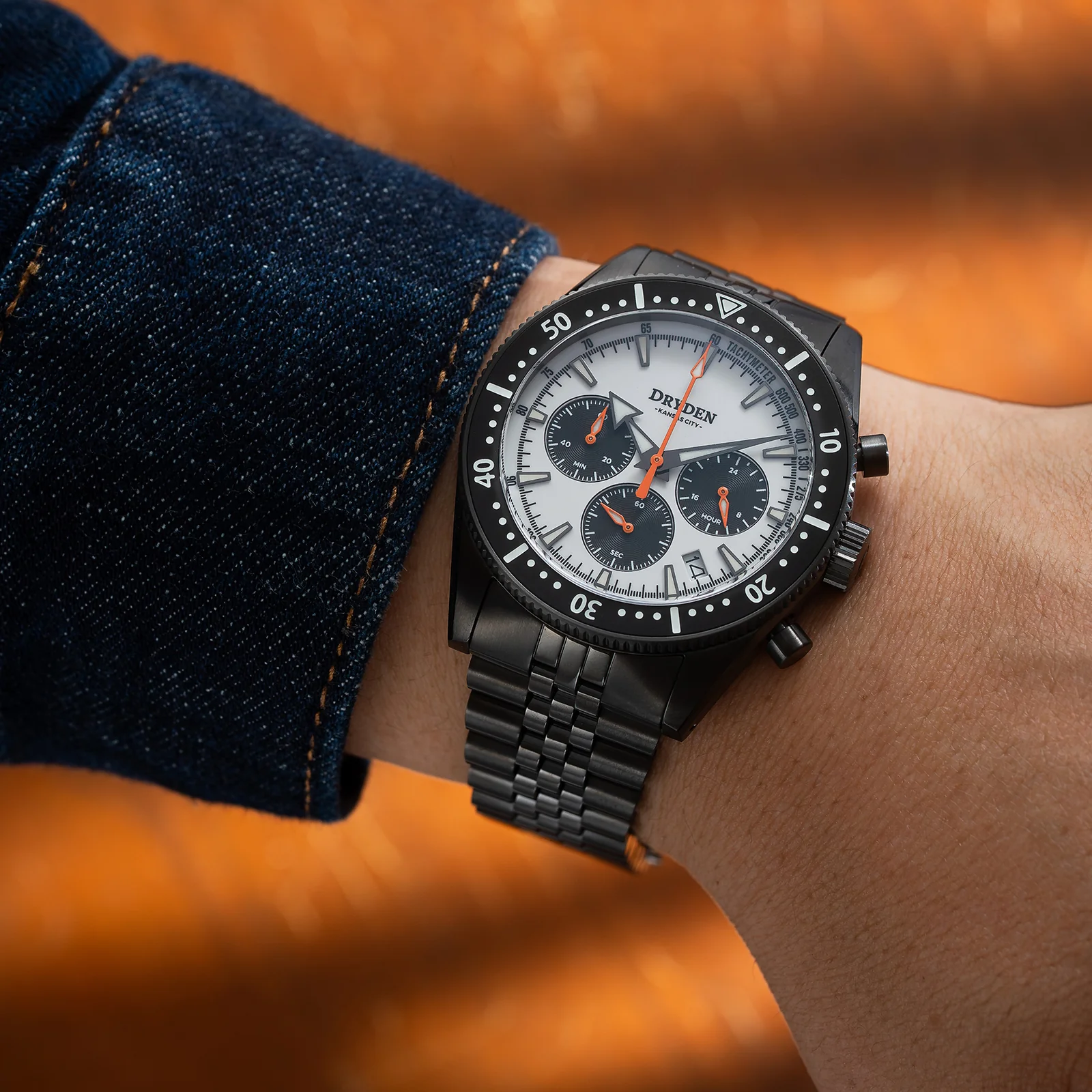 Dryden Chrono Diver Gen 2 42mm Chronograph - PVD Panda Orange thumbnail 3