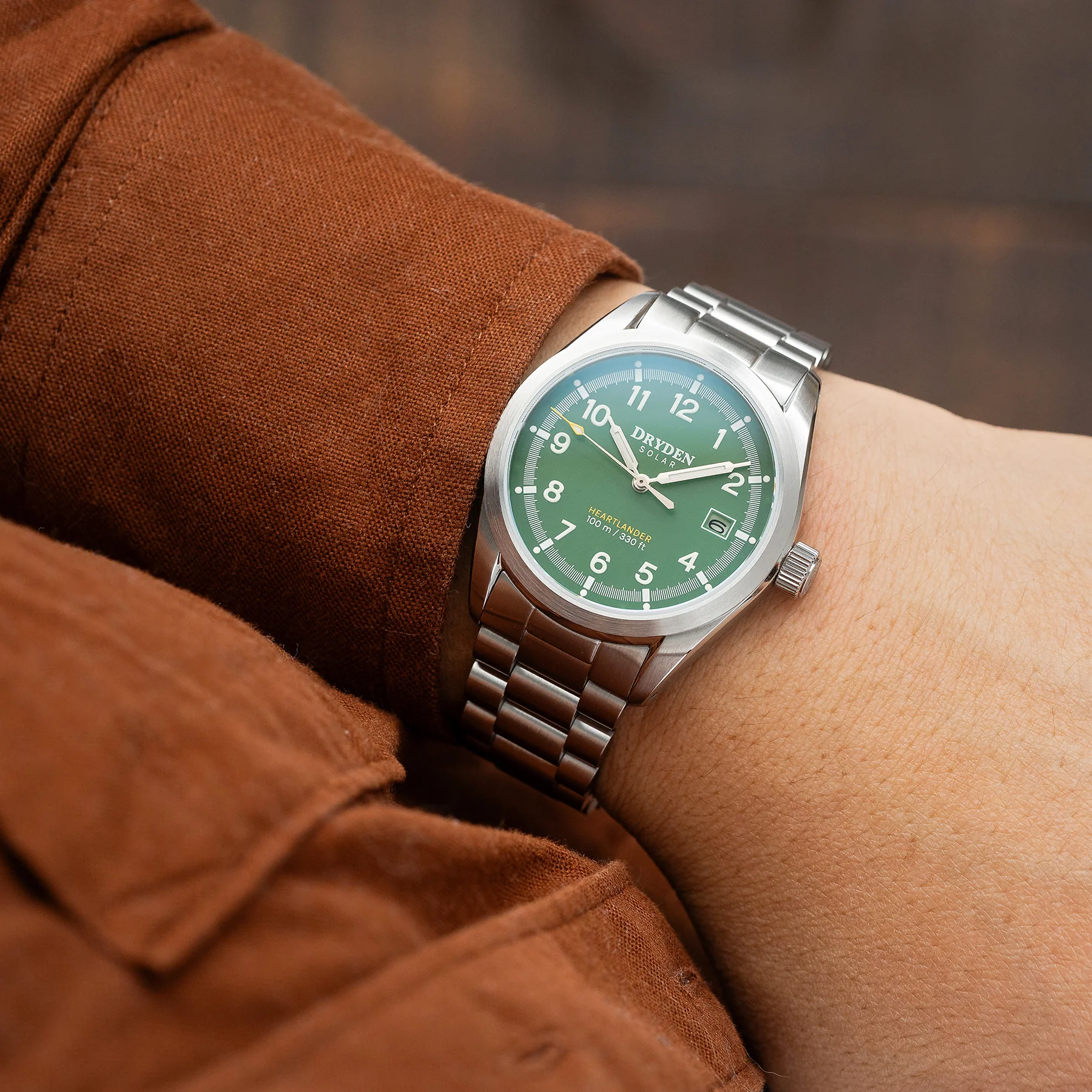 Dryden Heartlander Solar 38mm Field Watch - Forest Green thumbnail 2