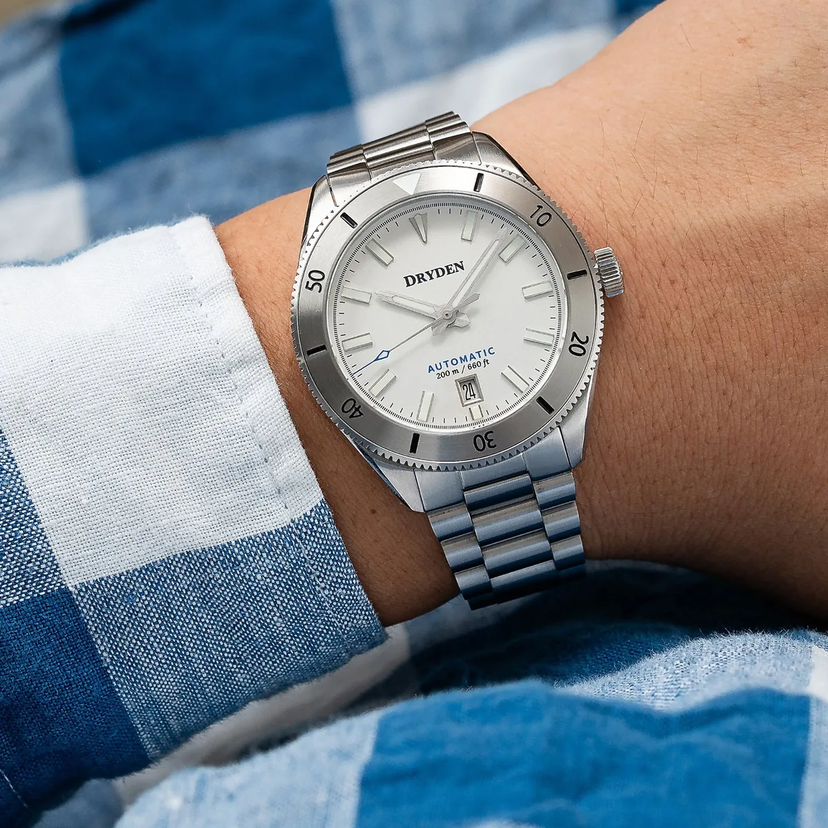 Dryden Pathfinder 41mm Automatic Dive Watch - Arctic Silver selected view