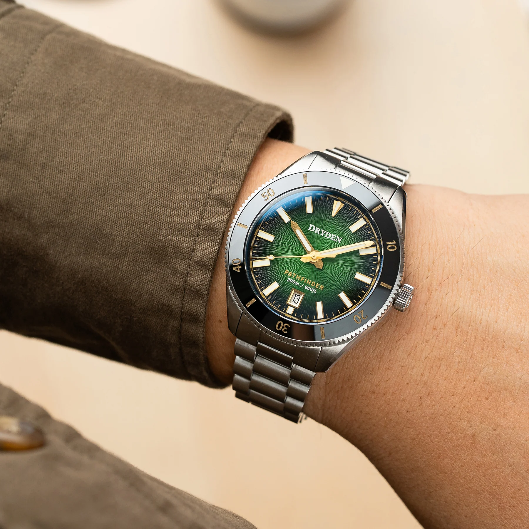 Pathfinder Automatic Dive Watch - Green & Gold