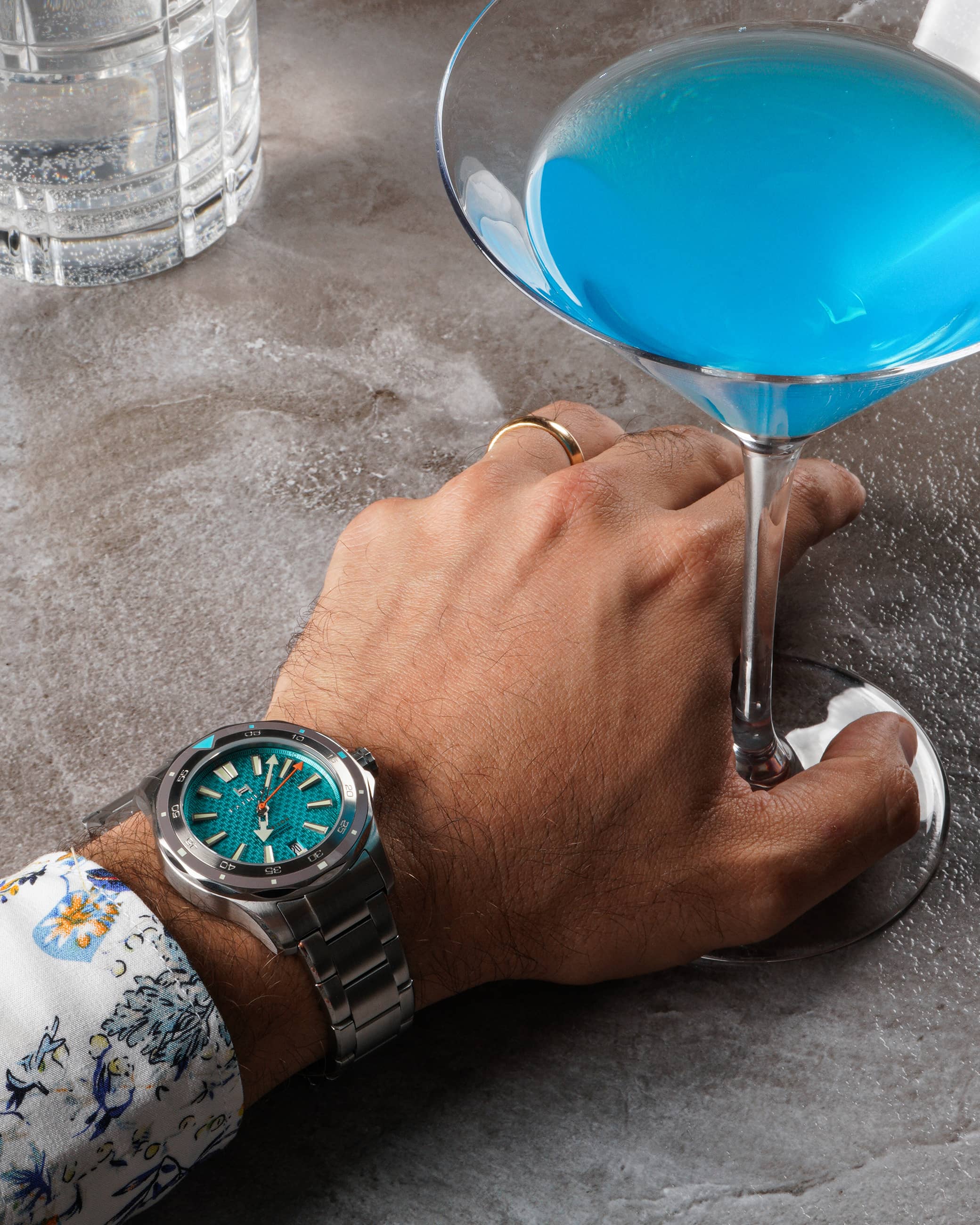 Fathers Cocktail Attire  Swiss Made Automatic Diver Watch  Turquoise 40mm thumbnail 2