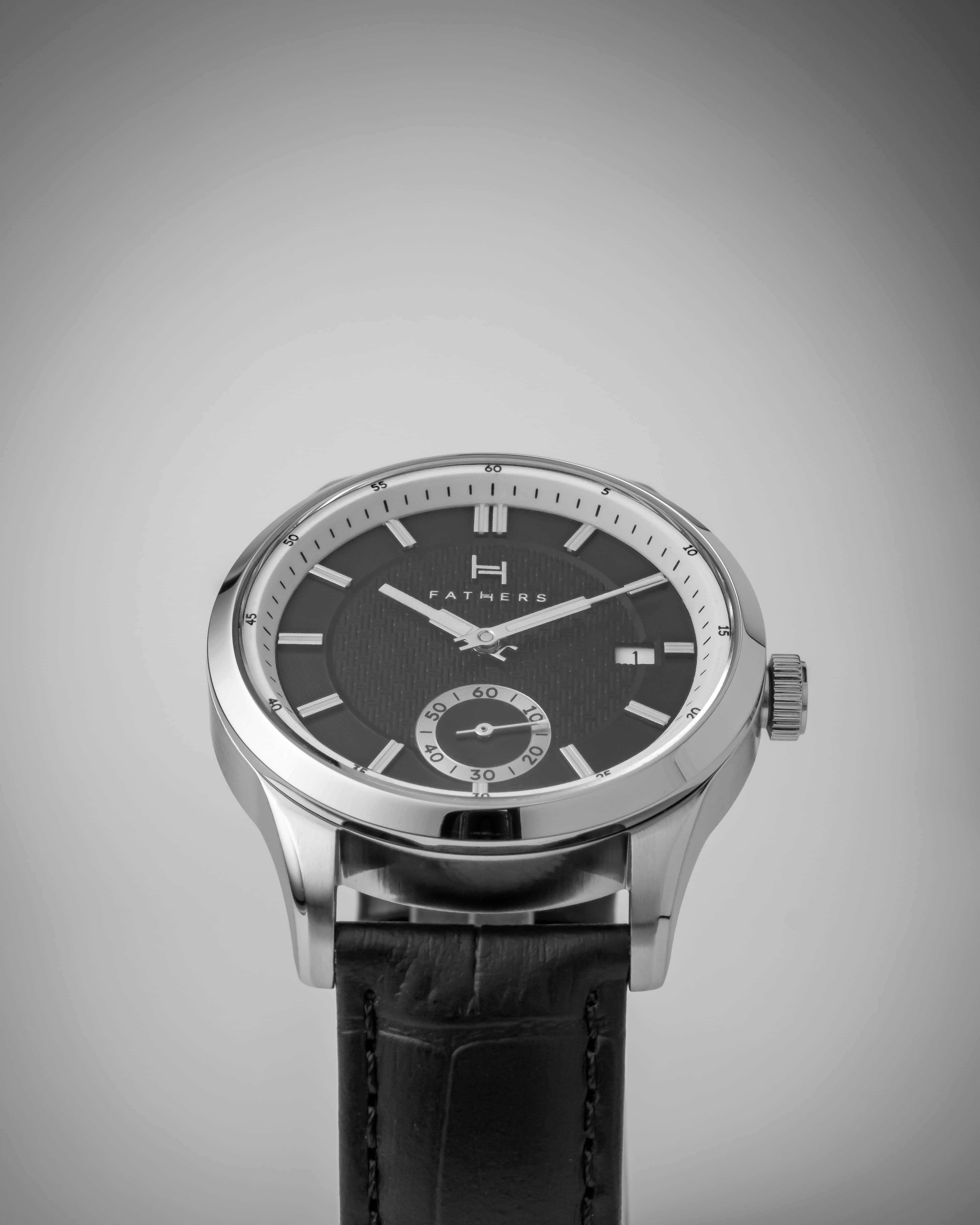 Fathers Custos - Small Seconds Automatic Swiss Made Watch - Black 38mm thumbnail 2