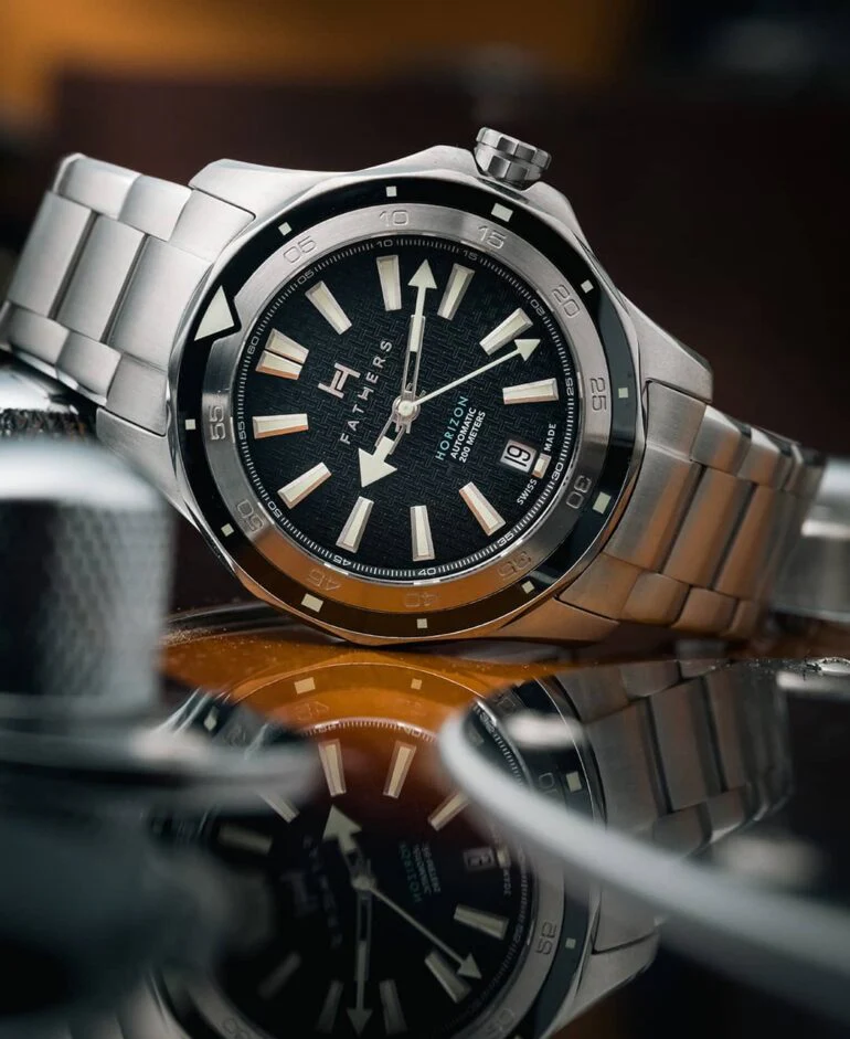 Fathers Eternal Legacy Swiss Made Automatic Diver Watch Black 40 mm