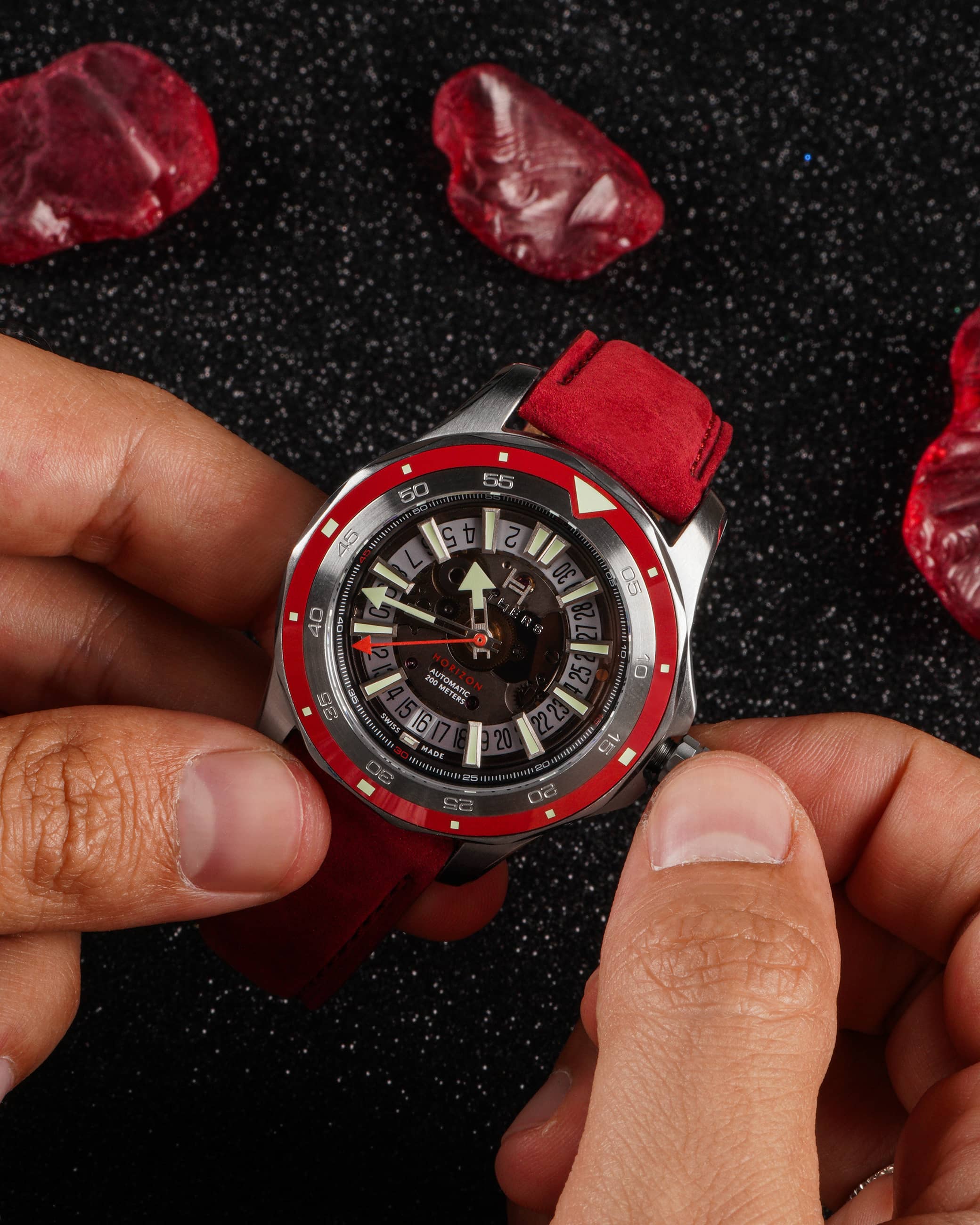 Fathers Evolution Antares Orologio Diver Automatico Swiss Made Rosso 40 mm