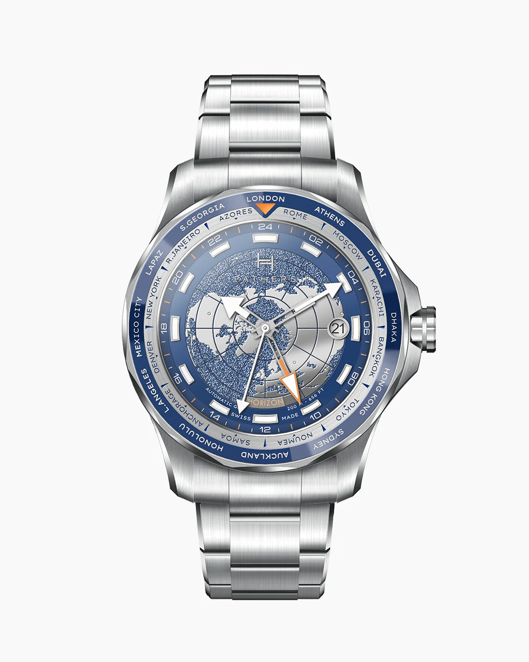 Fathers Globetrotter Blue Orologio GMT Automatico Swiss Made Blu 40 mm