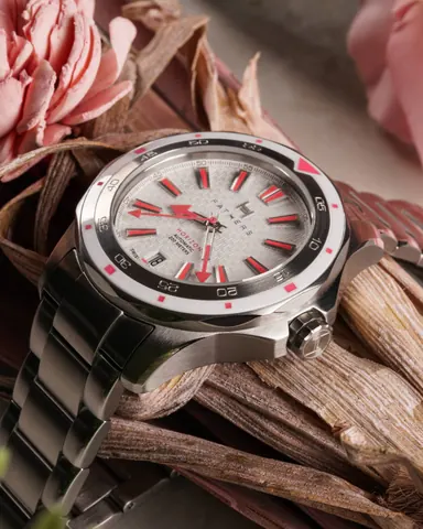 Fathers Silver Rose  Swiss Made Automatic Diver Watch  40mm Rose