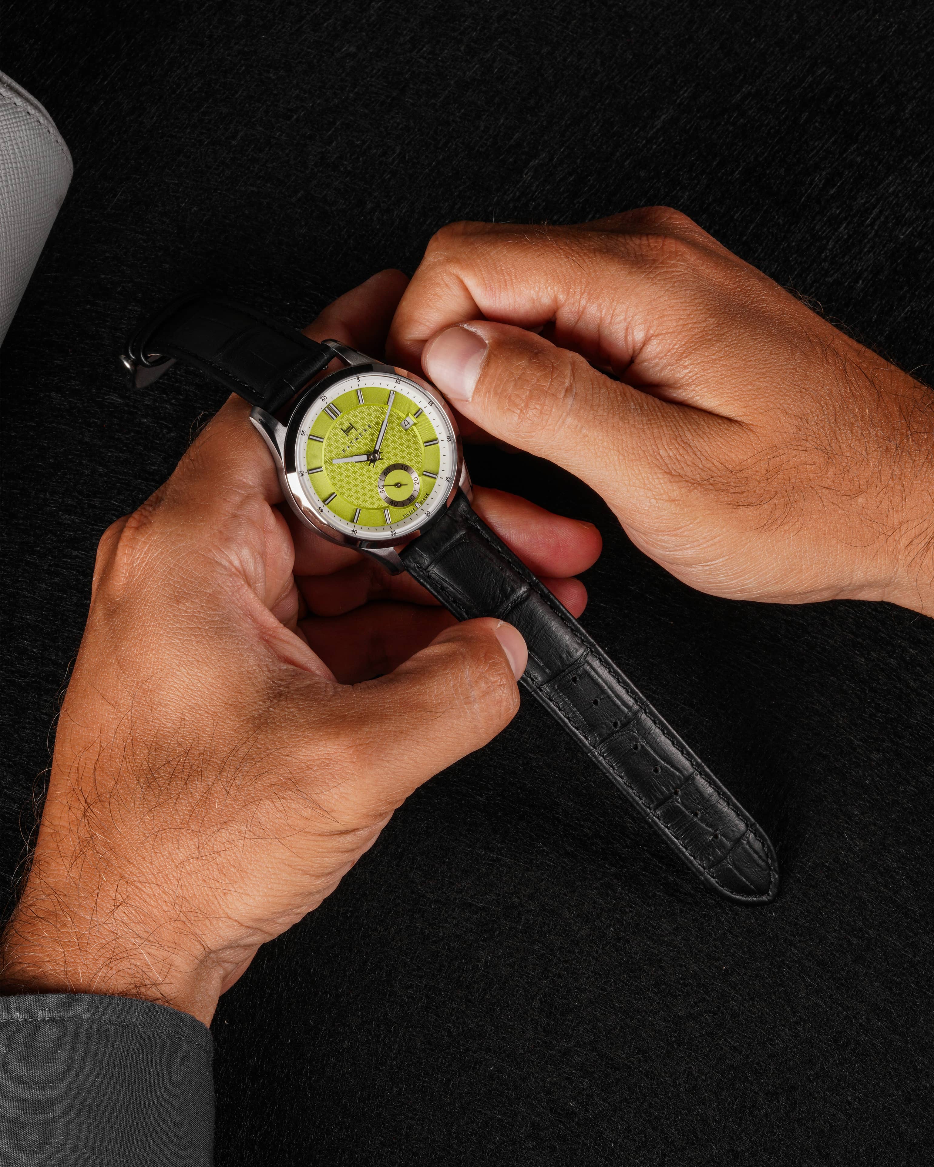 Fathers Viridis - Small Seconds Automatic Swiss Made Watch - Lime 38mm
