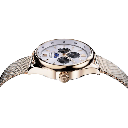 CRESCENT - Pearl White Gold Steel