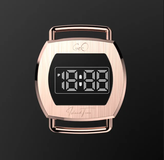 Geo Retro Future LED Digital Rose Gold Watch