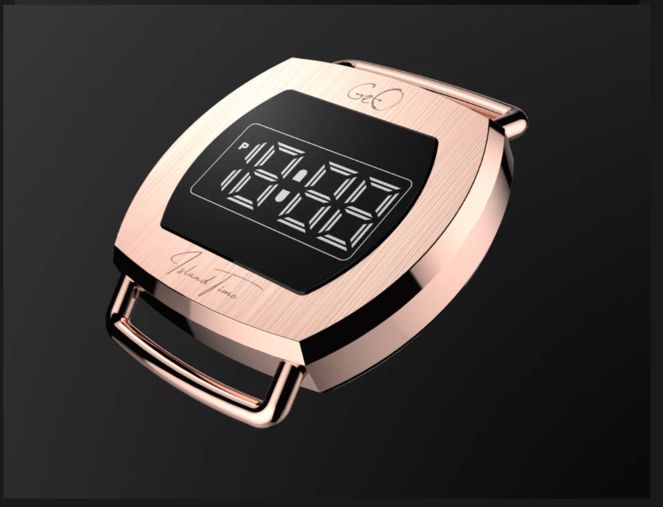 Geo Retro Future LED Digital Rose Gold Watch thumbnail 2