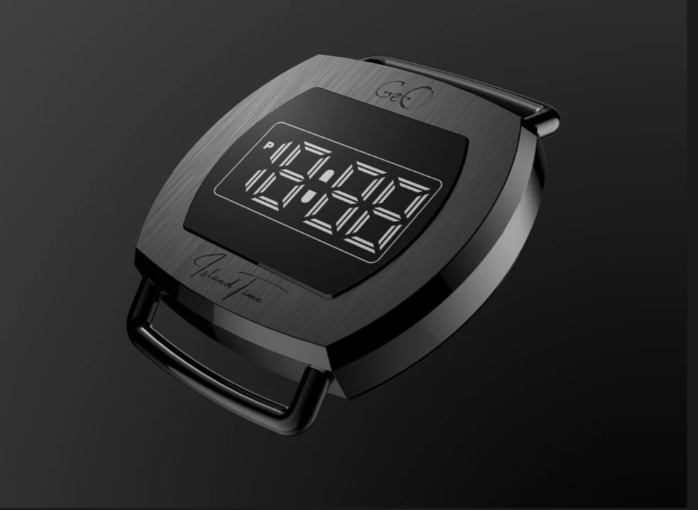Geo Retro Future LED Digital Black Watch thumbnail 2