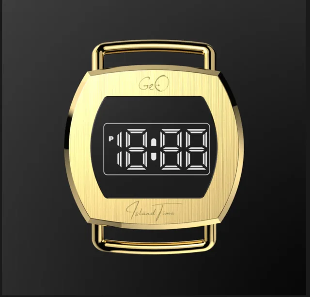 Geo Retro Future LED Digital Gold Watch