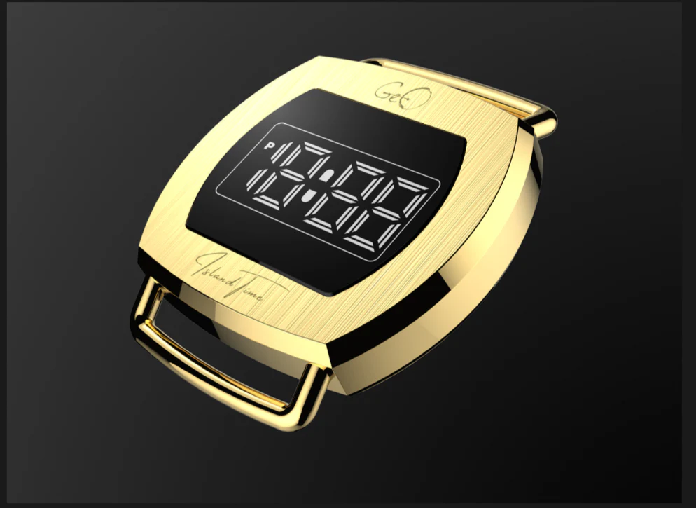 Geo Retro Future LED Digital Gold Watch thumbnail 2