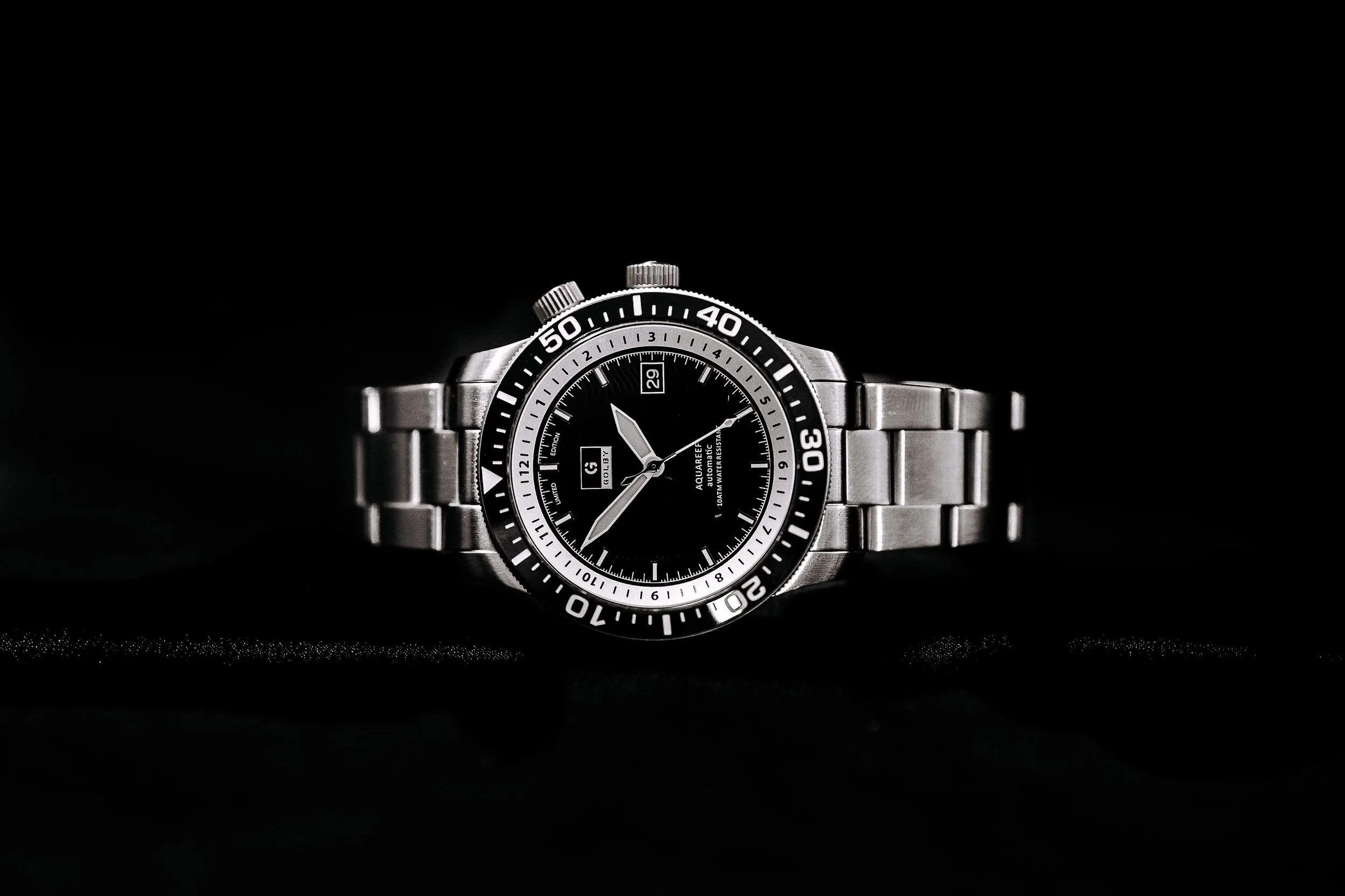 The Black & White Golby Aquareef, Monochrome Series, 1 of 25 Ltd Edition, Dual Timer Watch. thumbnail 2
