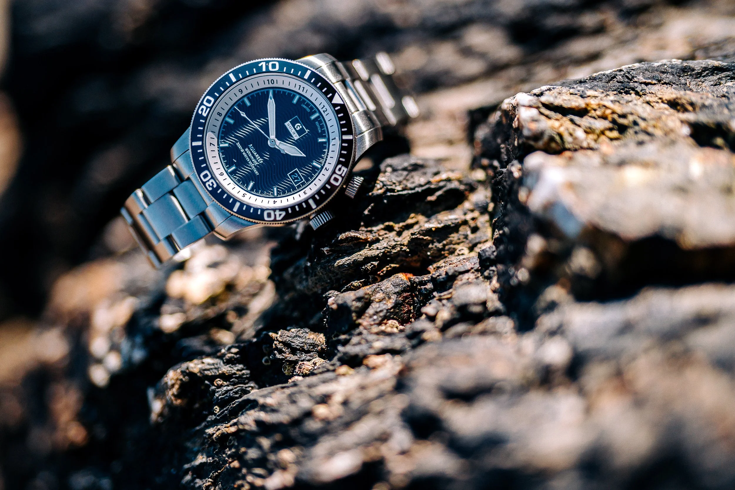 The Black & White Golby Aquareef, Monochrome Series, 1 of 25 Ltd Edition, Dual Timer Watch. thumbnail 3